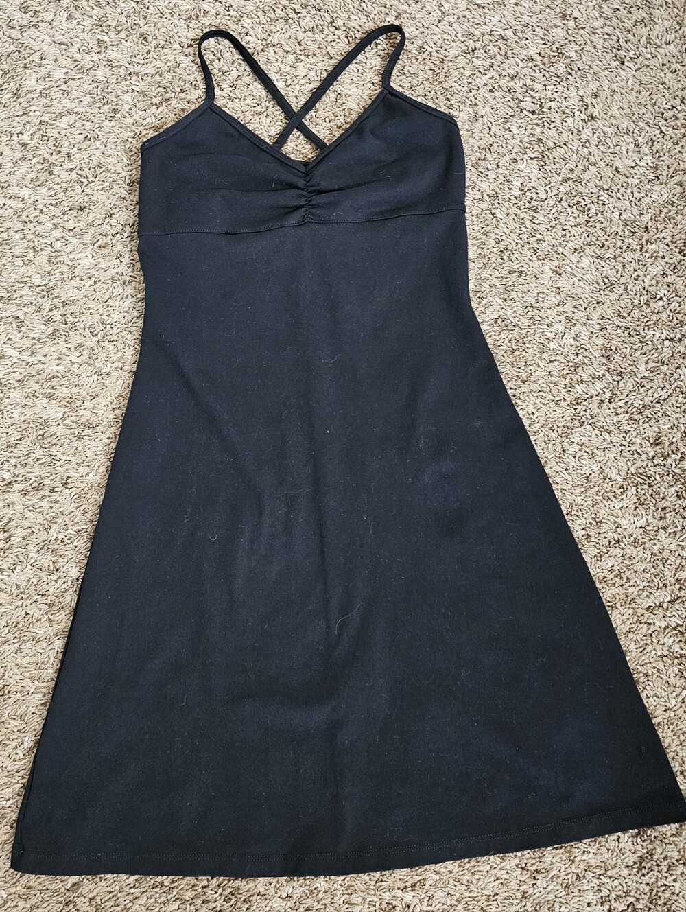 Prana Lola Active  Dress Black Shelf Bra Stretch Straps Mini XS workout active